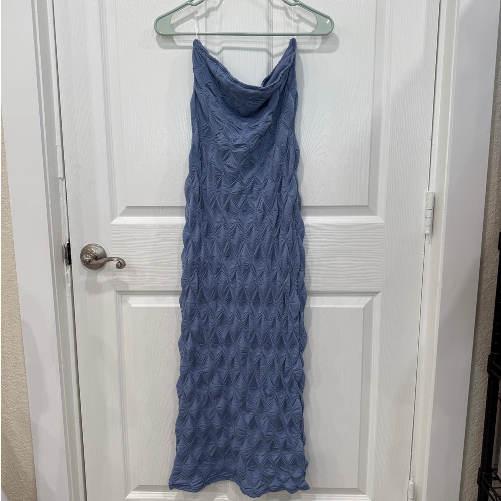 See You Monday Strapless Blue Dress